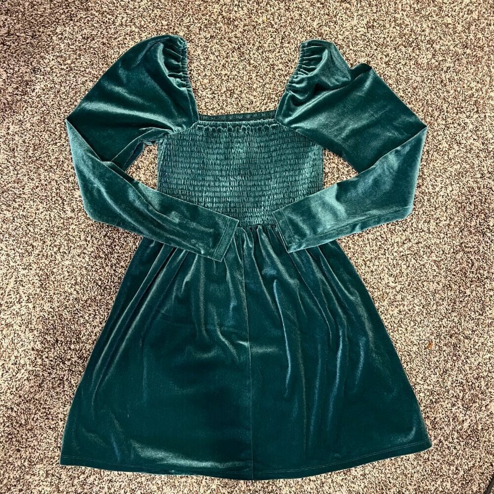 NWT‎ Gap Emerald Green Velvet Skater Dress - Size Small - Picture 5 of 5